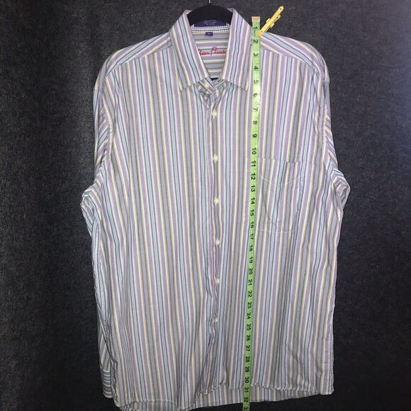 Alan Flusser Shirt Mens Medium Multicolor Striped Button Down‎ Collared Casual - Picture 8 of 9